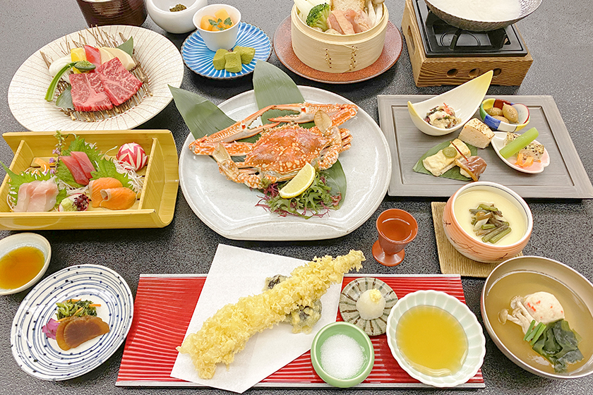 ガザミと穴子一本揚げ会席イメージ