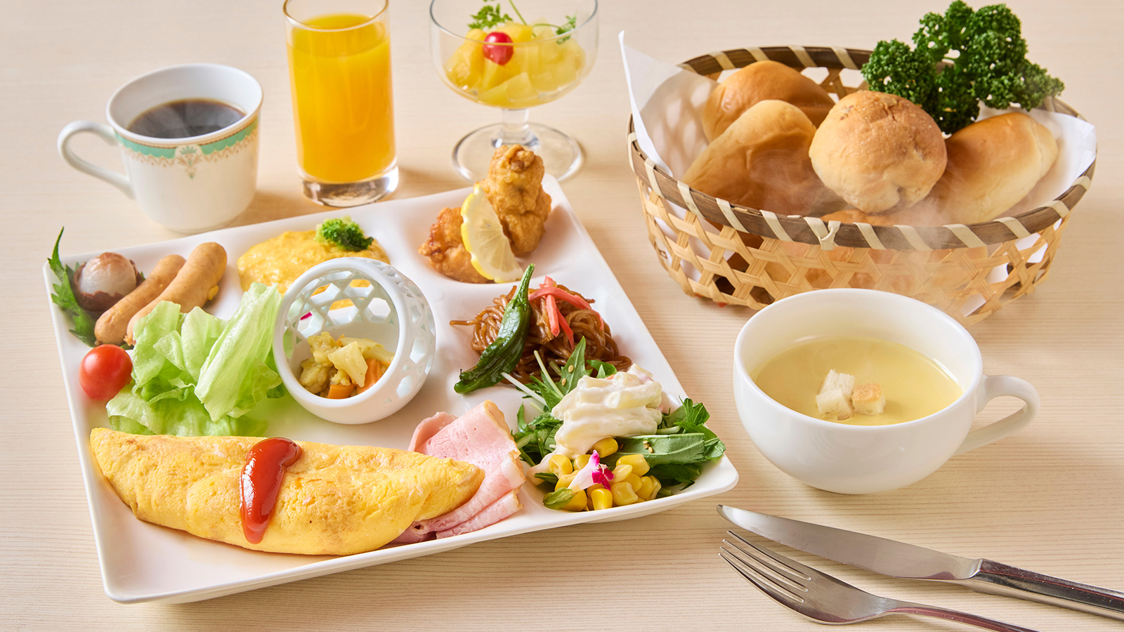 朝食バイキング洋食盛り付け一例