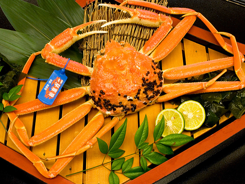 タグ付きの松葉蟹