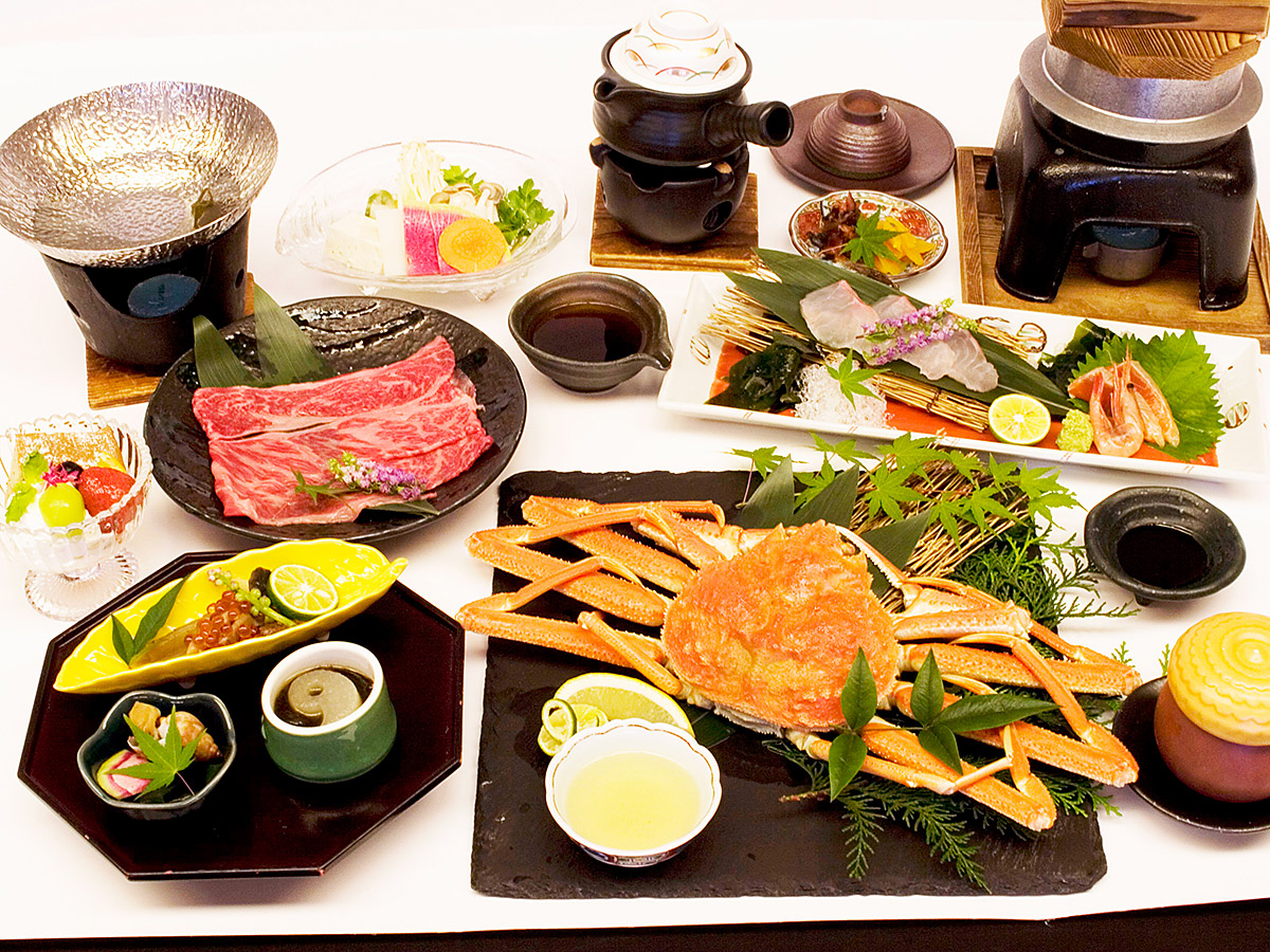 鯛としまね和牛しゃぶしゃぶ+姿蟹会席イメージ