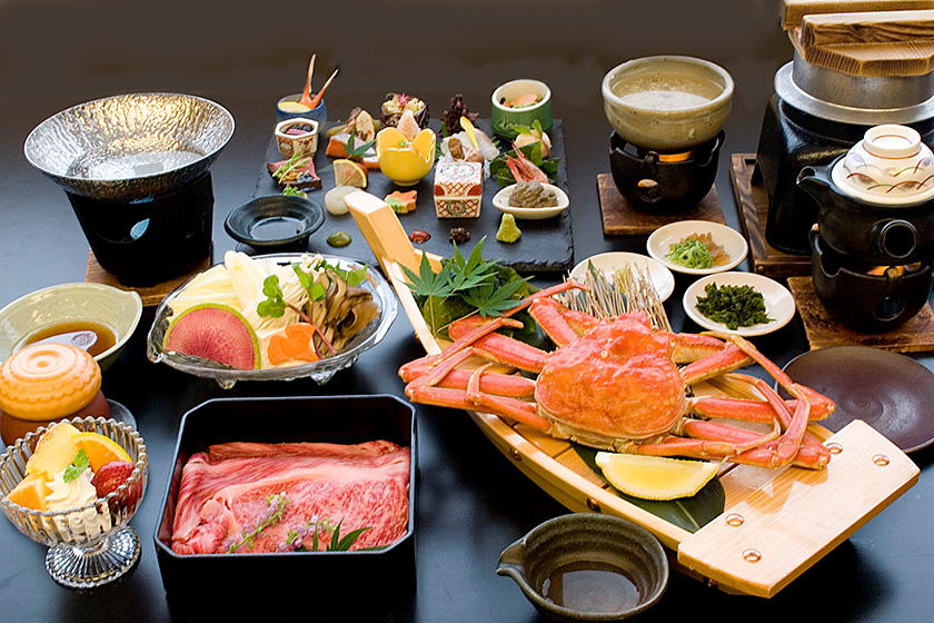 美食プレートと和牛しゃぶ+姿蟹会席イメージ